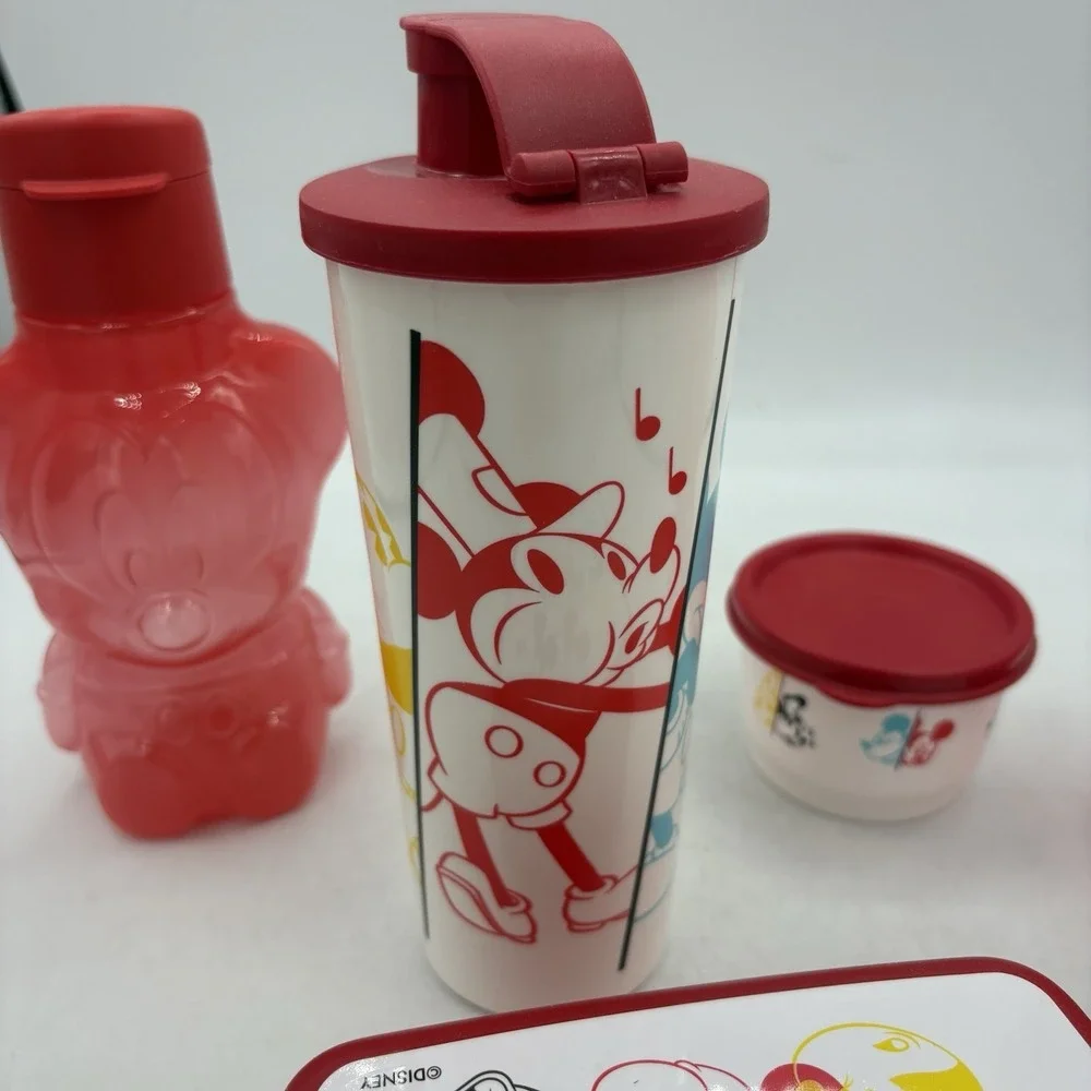 Tupperware Disney Mickey Ears Through The Years Lunch Set & 2 Mini Eco Water Bot